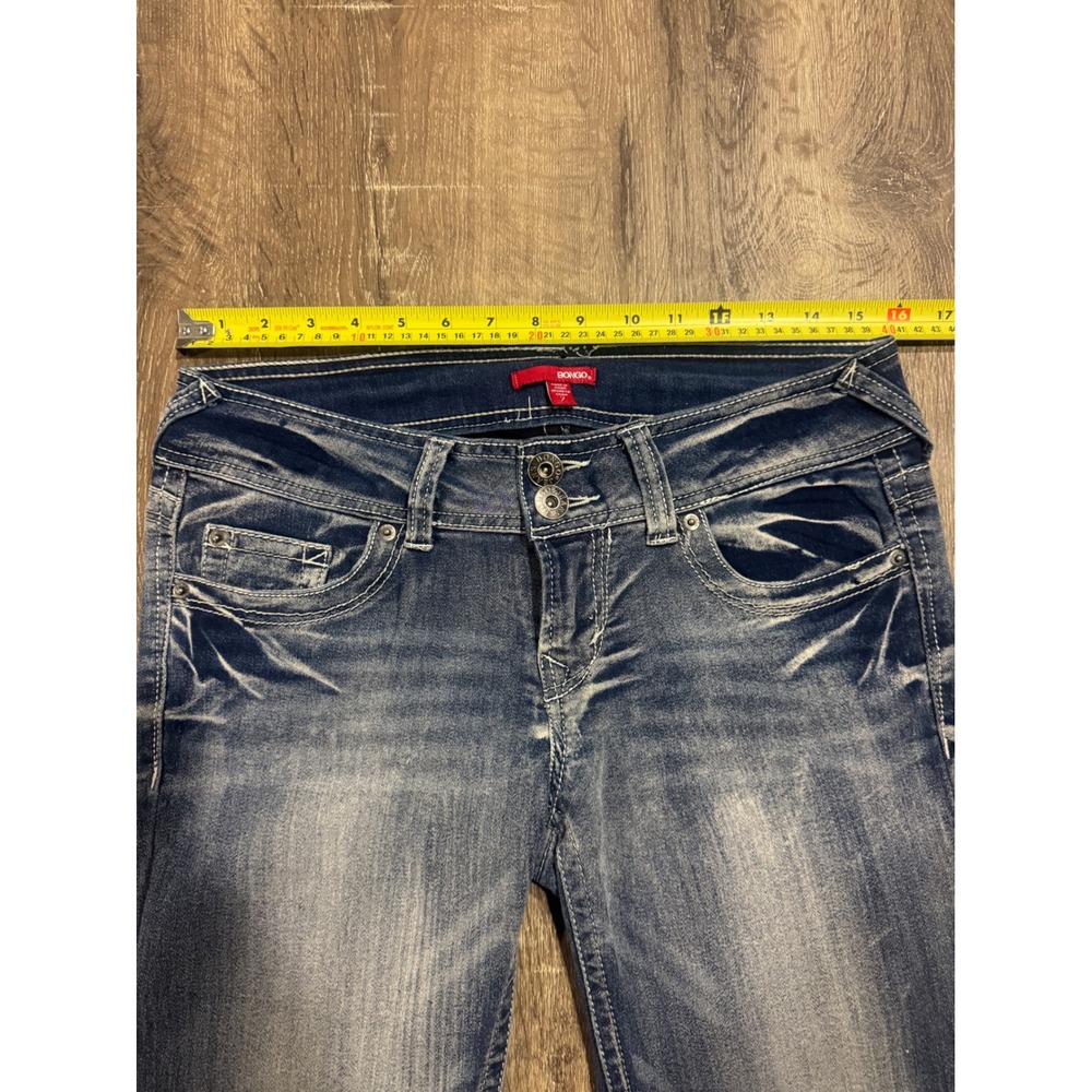 Bongo Womens Low Rise Skinny Jeans Size 7 Medium Wash Embroidered Pockets Y2K - Picture 3 of 9